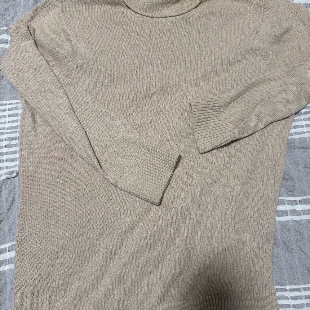 Classic Roll Neck Neutral Knit Sweater - Beige